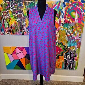 FSL Apparel Leopard Print Chemise Dress Purple Orange Teal Sleeveless Size L